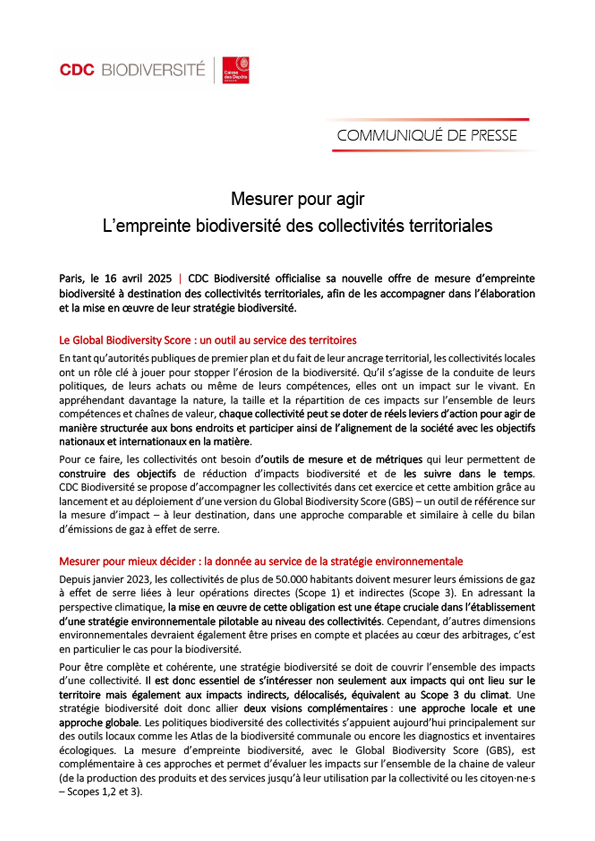 Communiqué de presse